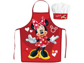 Detská zástera s čiapkou Minnie Mouse Red Hearts